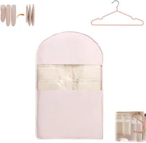 2025 Space Saving Hanging Garment Bag with Self Compression Zipper, Dust Cover Clothes Bags for Down Coat, Space Saving Self Compression Organizer (Pink, M)
