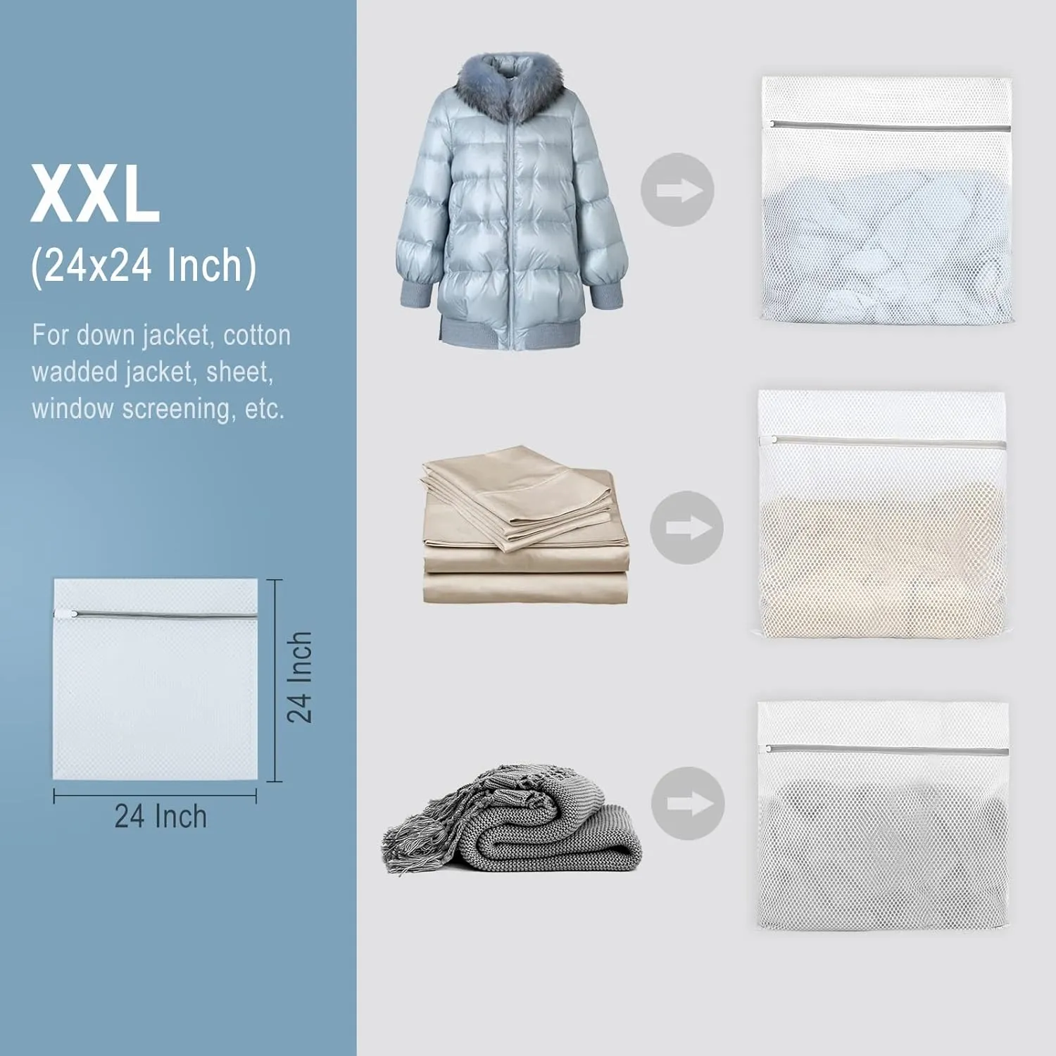 2Pcs Durable Honeycomb Mesh Laundry Bags for Delicates 24 x 24 Inches (2, XX-Large)