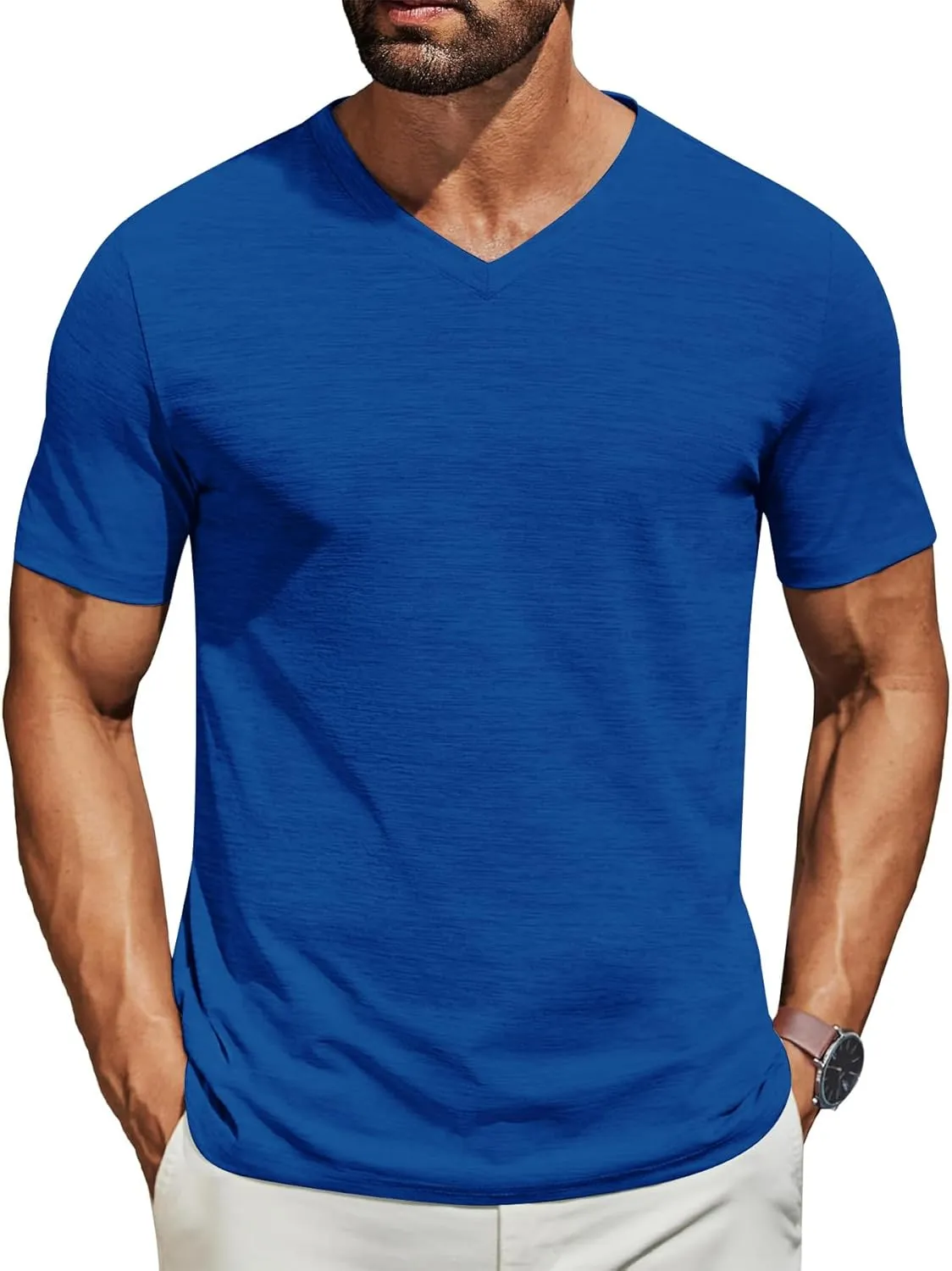 3/5 Pack Mens T Shirt Short Sleeve V-Neck Soft Fitted Tees S - 5XL Fresh Classic Tshirts
