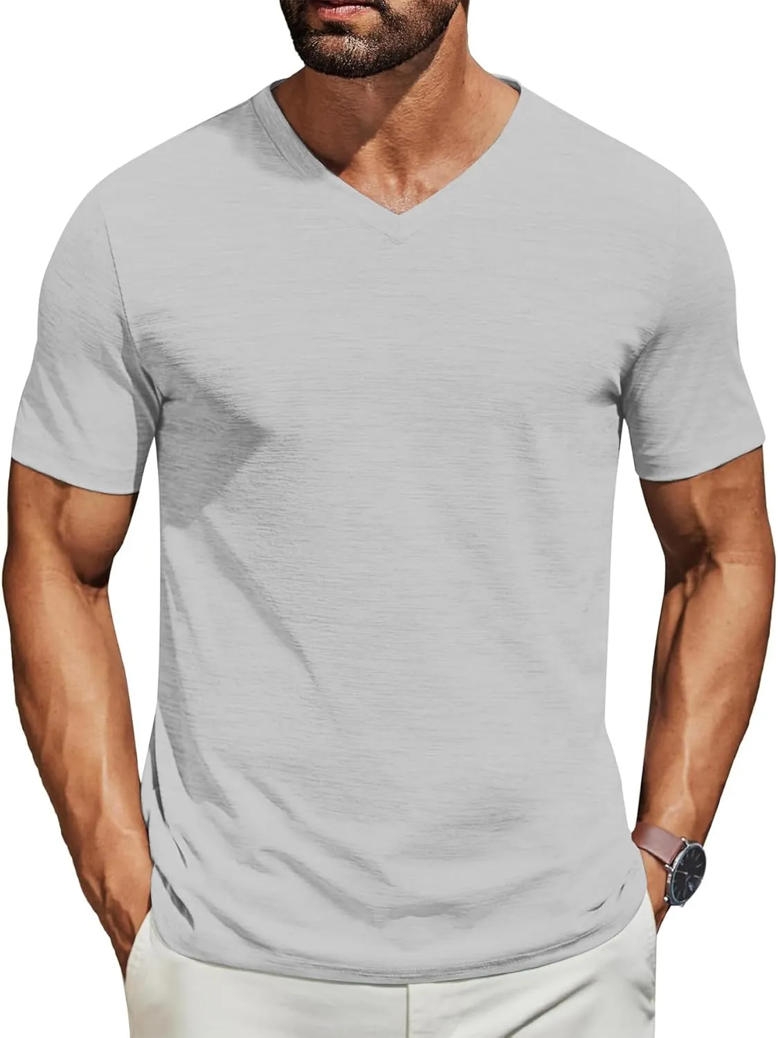 3/5 Pack Mens T Shirt Short Sleeve V-Neck Soft Fitted Tees S - 5XL Fresh Classic Tshirts
