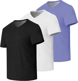3/5 Pack Mens T Shirt Short Sleeve V-Neck Soft Fitted Tees S - 5XL Fresh Classic Tshirts
