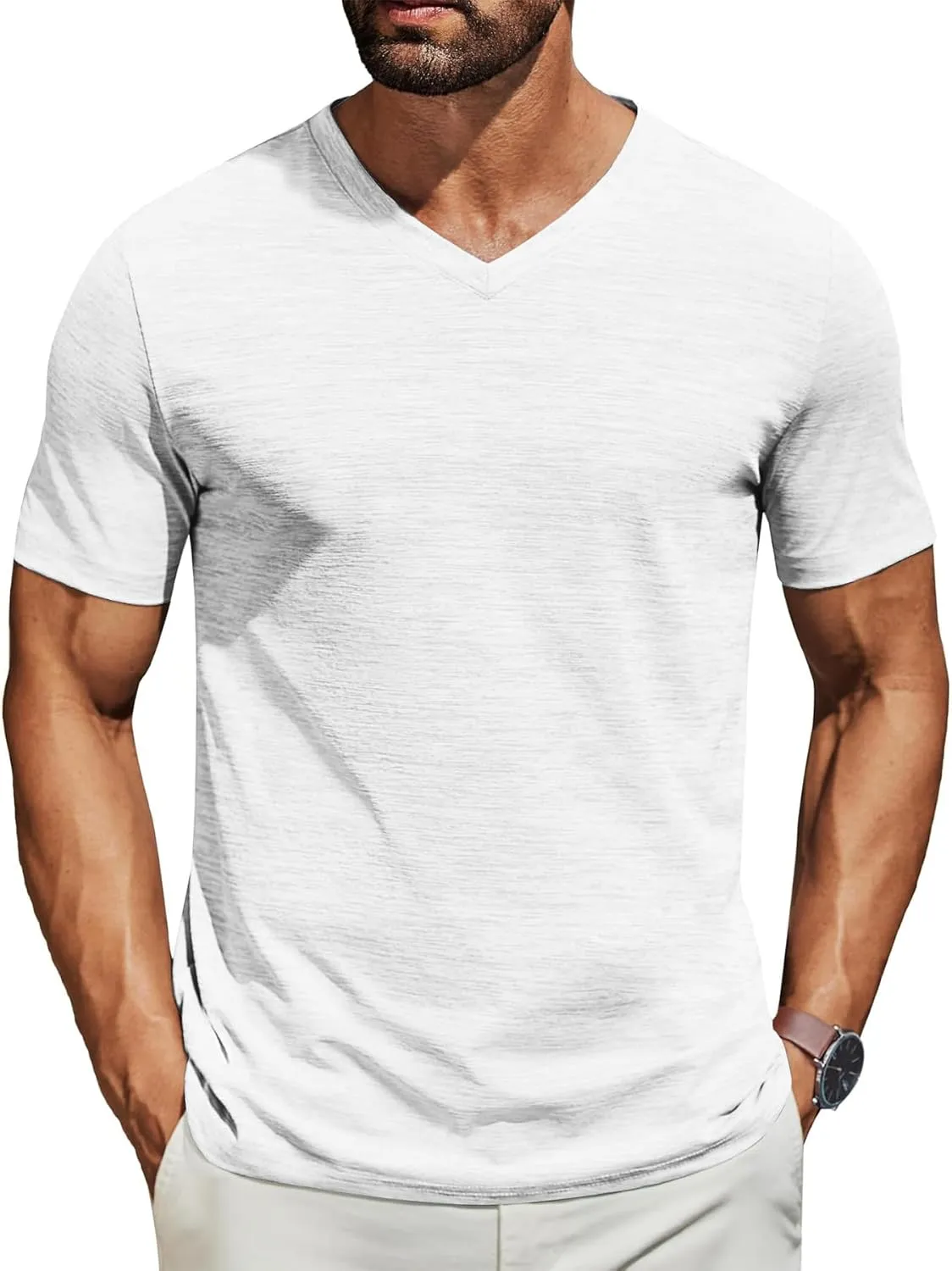 3/5 Pack Mens T Shirt Short Sleeve V-Neck Soft Fitted Tees S - 5XL Fresh Classic Tshirts