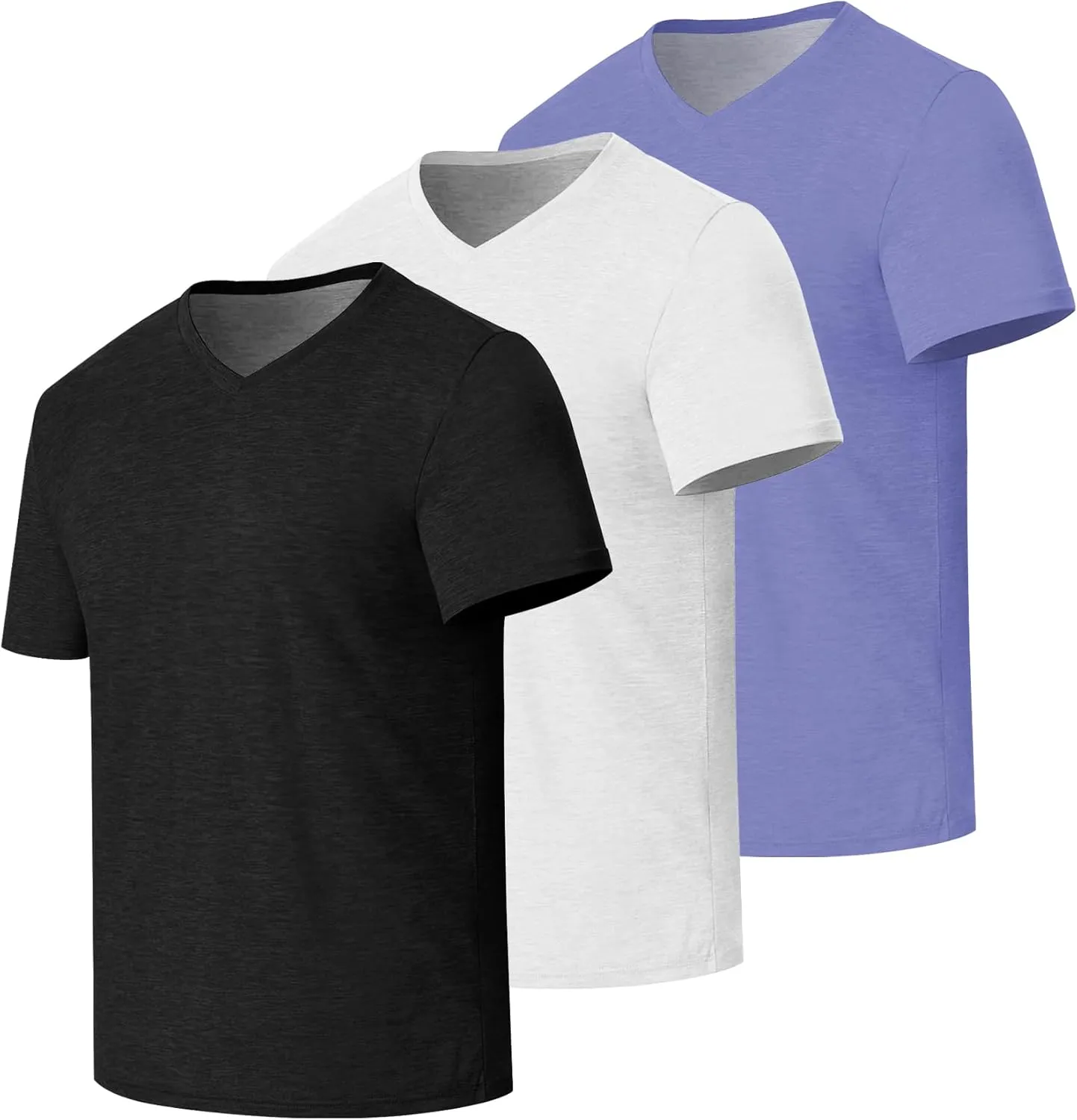 3/5 Pack Mens T Shirt Short Sleeve V-Neck Soft Fitted Tees S - 5XL Fresh Classic Tshirts