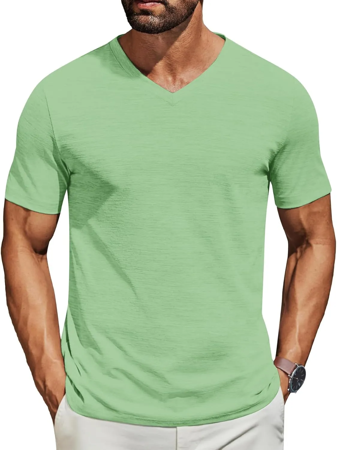 3/5 Pack Mens T Shirt Short Sleeve V-Neck Soft Fitted Tees S - 5XL Fresh Classic Tshirts