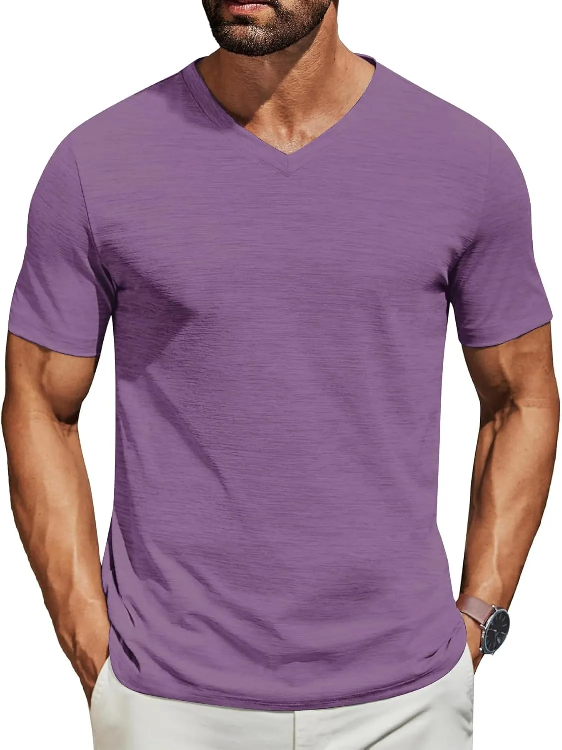 3/5 Pack Mens T Shirt Short Sleeve V-Neck Soft Fitted Tees S - 5XL Fresh Classic Tshirts