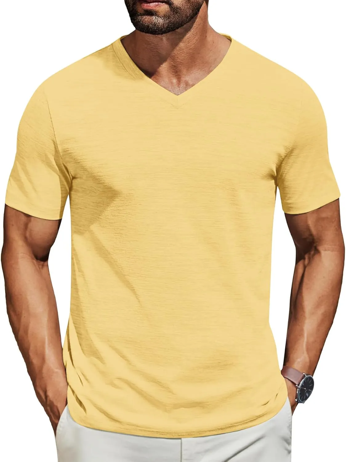3/5 Pack Mens T Shirt Short Sleeve V-Neck Soft Fitted Tees S - 5XL Fresh Classic Tshirts