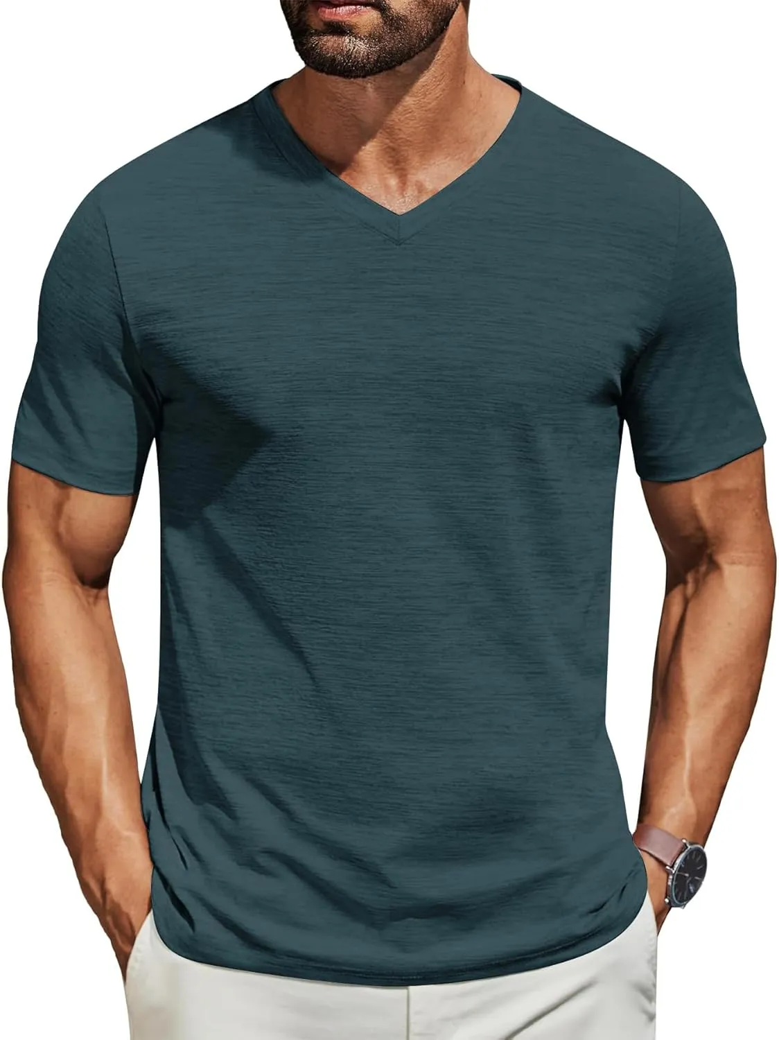 3/5 Pack Mens T Shirt Short Sleeve V-Neck Soft Fitted Tees S - 5XL Fresh Classic Tshirts