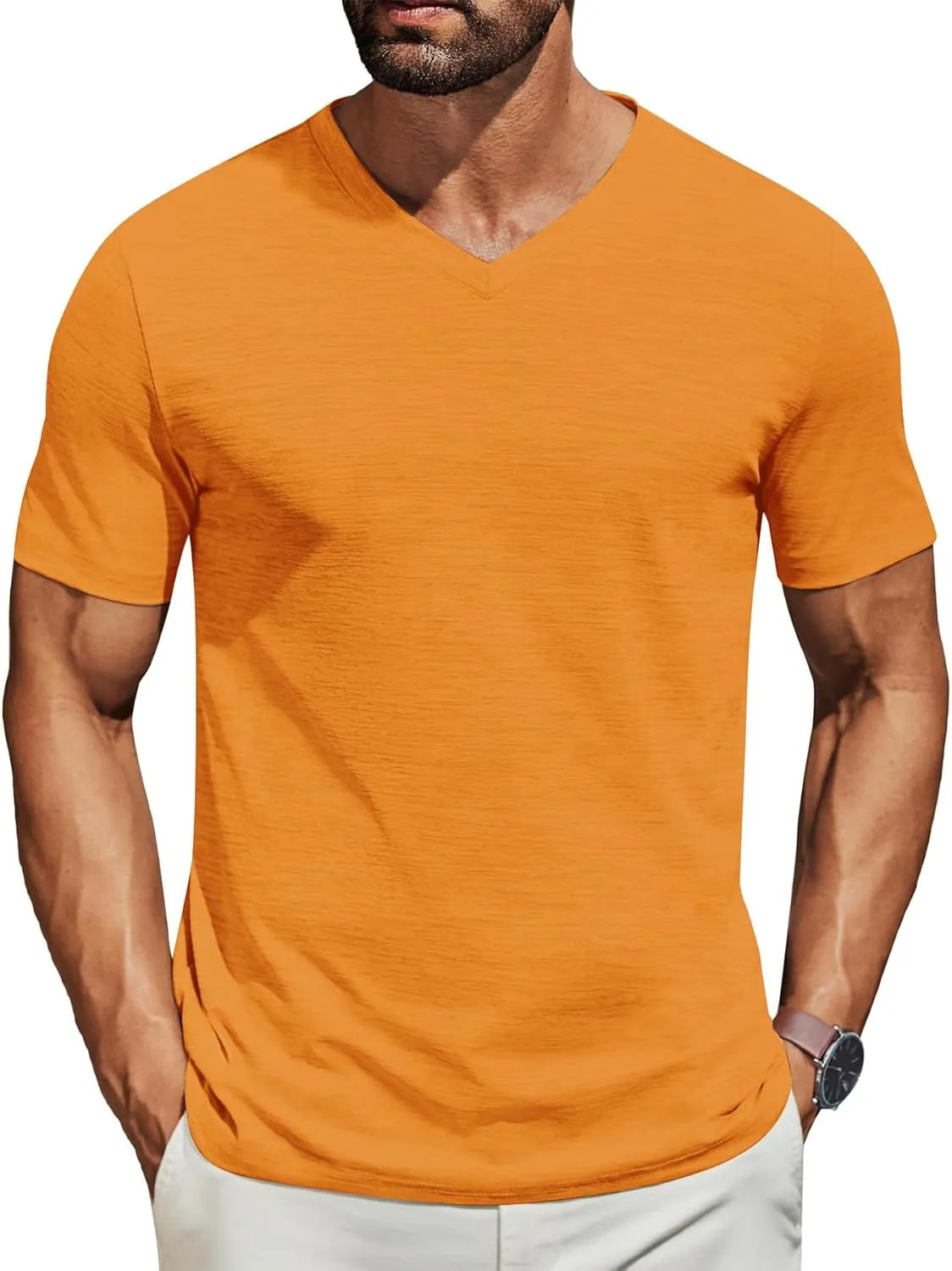 3/5 Pack Mens T Shirt Short Sleeve V-Neck Soft Fitted Tees S - 5XL Fresh Classic Tshirts