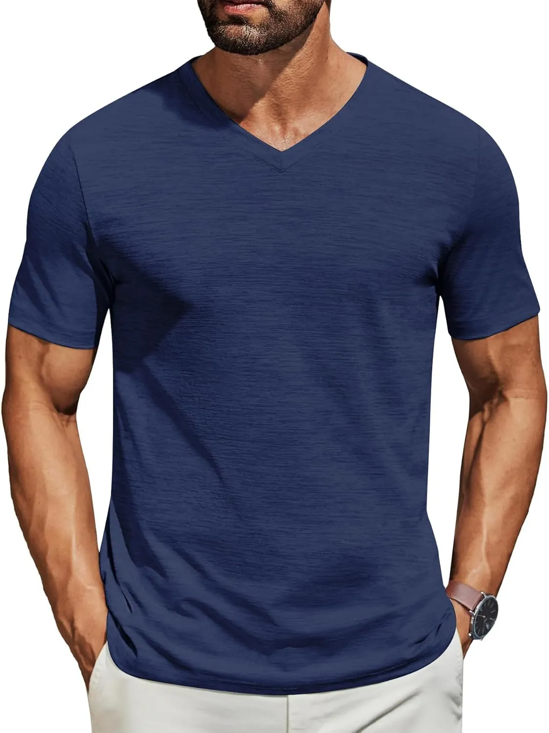 3/5 Pack Mens T Shirt Short Sleeve V-Neck Soft Fitted Tees S - 5XL Fresh Classic Tshirts