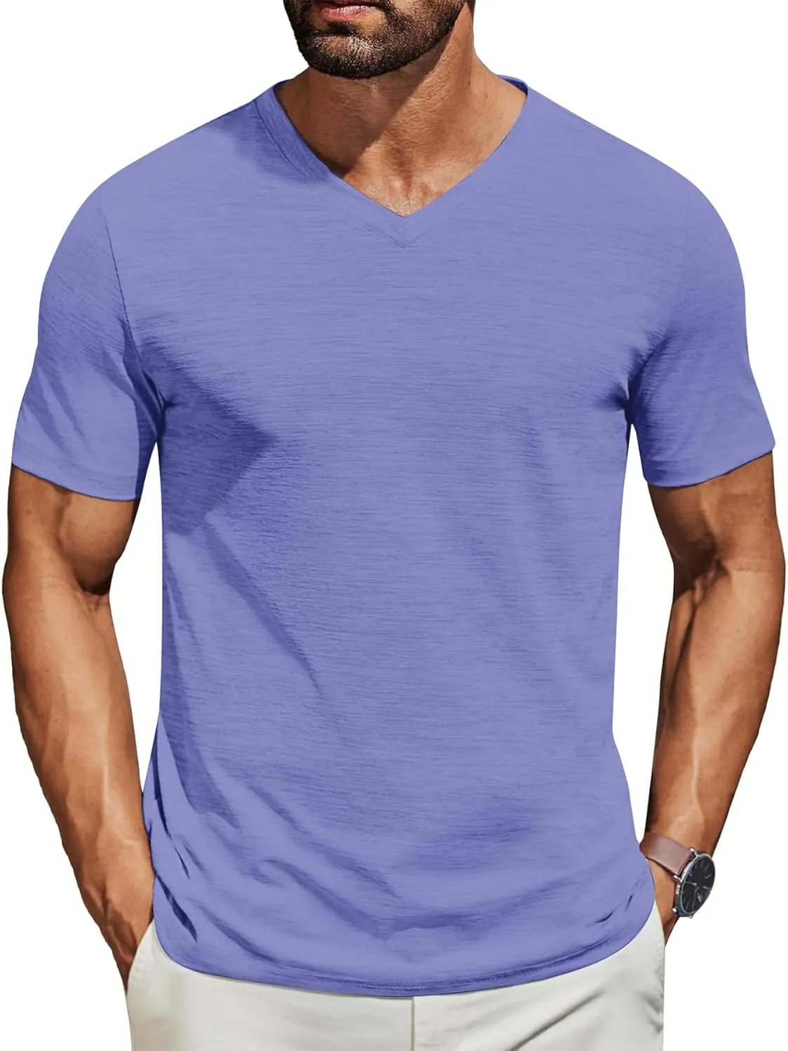 3/5 Pack Mens T Shirt Short Sleeve V-Neck Soft Fitted Tees S - 5XL Fresh Classic Tshirts