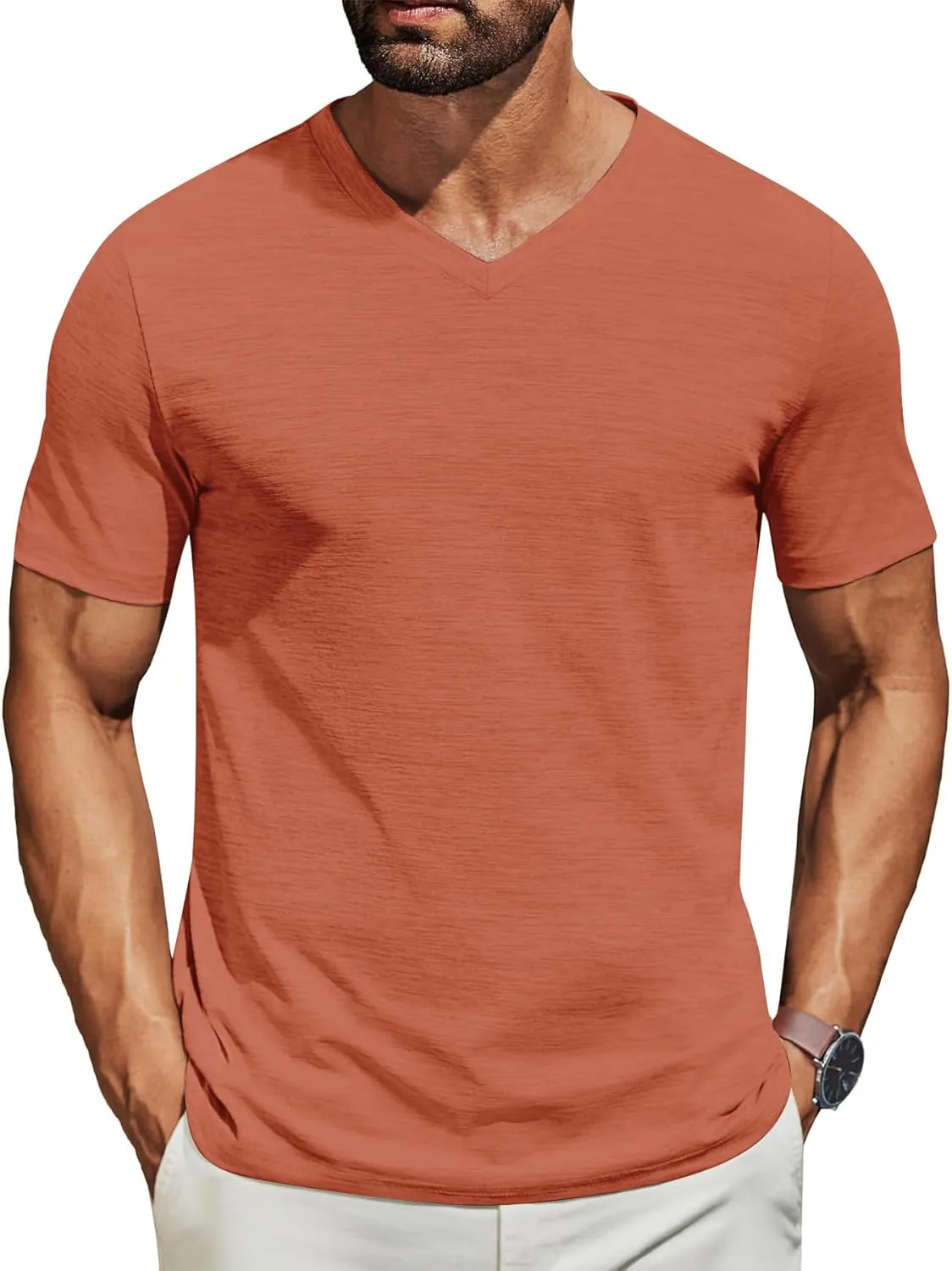 3/5 Pack Mens T Shirt Short Sleeve V-Neck Soft Fitted Tees S - 5XL Fresh Classic Tshirts