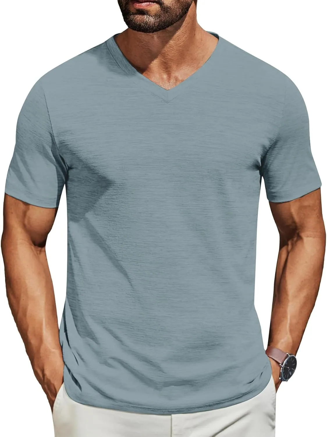 3/5 Pack Mens T Shirt Short Sleeve V-Neck Soft Fitted Tees S - 5XL Fresh Classic Tshirts