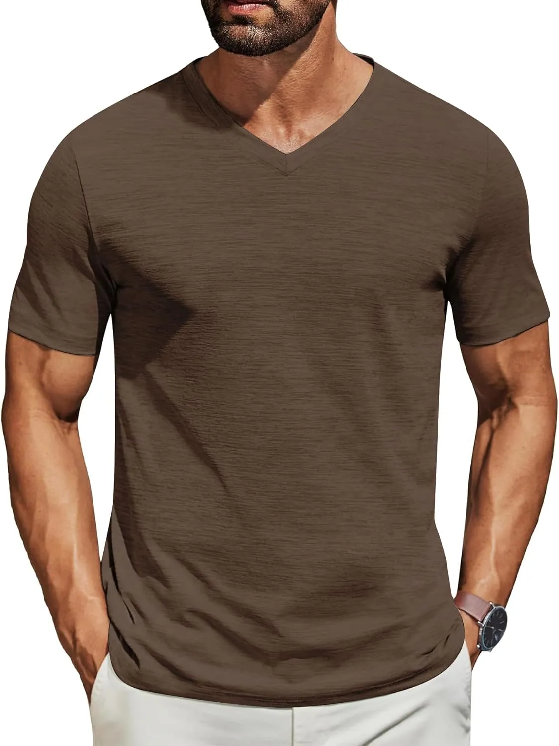 3/5 Pack Mens T Shirt Short Sleeve V-Neck Soft Fitted Tees S - 5XL Fresh Classic Tshirts