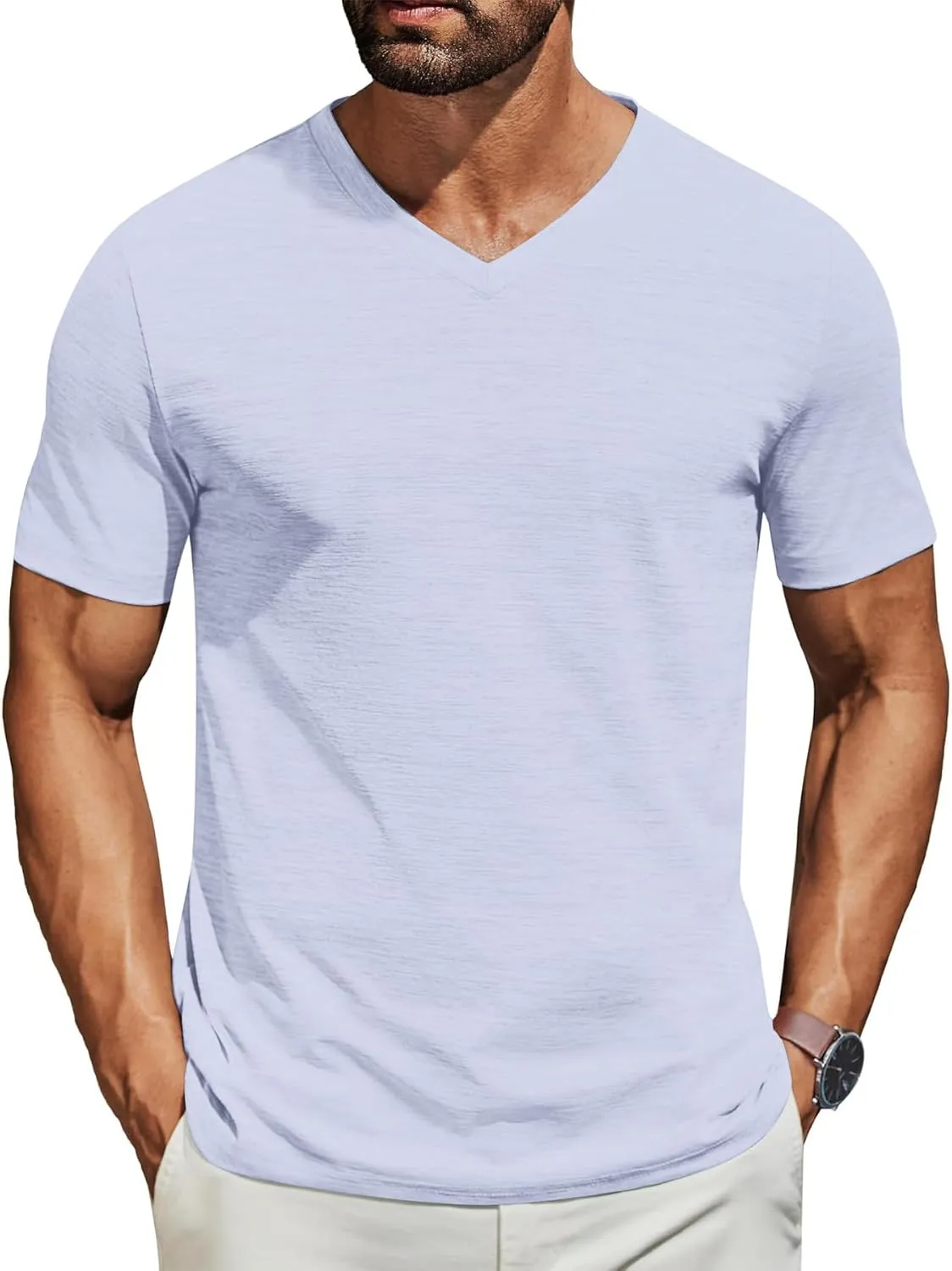 3/5 Pack Mens T Shirt Short Sleeve V-Neck Soft Fitted Tees S - 5XL Fresh Classic Tshirts