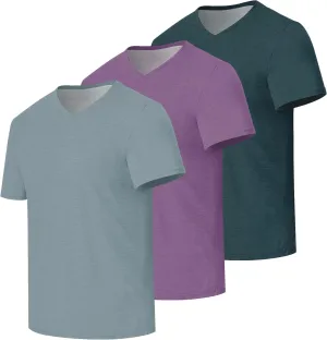 3/5 Pack Mens T Shirt Short Sleeve V-Neck Soft Fitted Tees S - 5XL Fresh Classic Tshirts