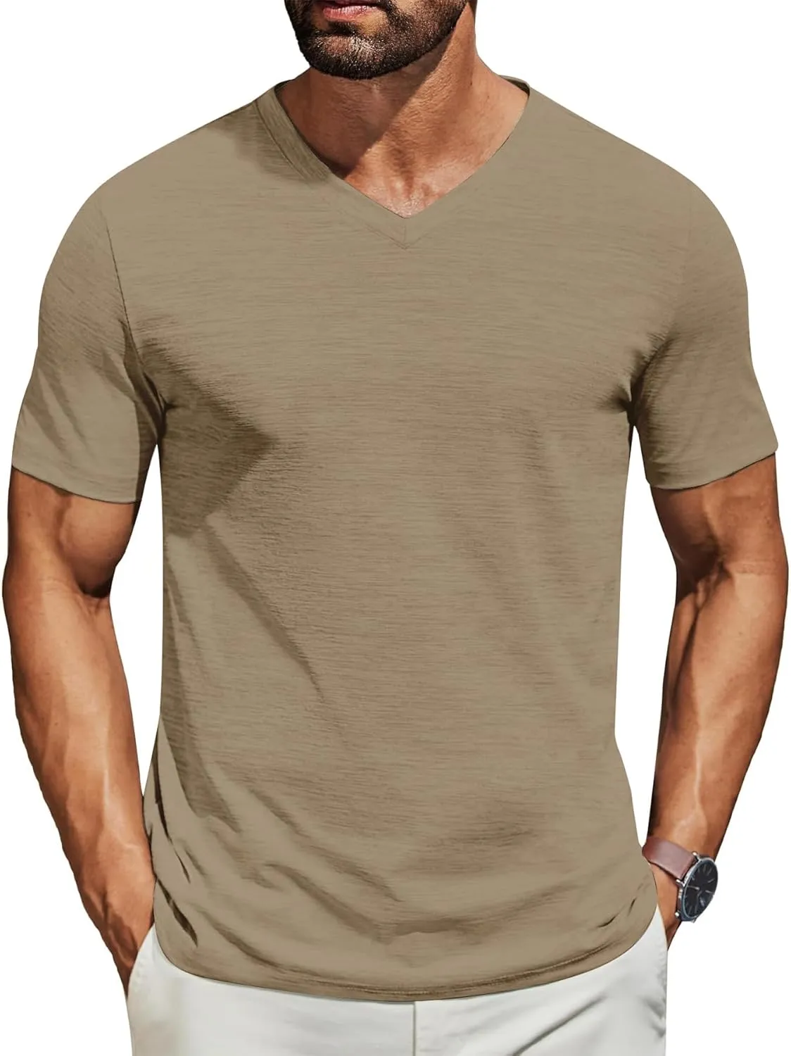 3/5 Pack Mens T Shirt Short Sleeve V-Neck Soft Fitted Tees S - 5XL Fresh Classic Tshirts