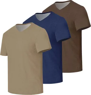 3/5 Pack Mens T Shirt Short Sleeve V-Neck Soft Fitted Tees S - 5XL Fresh Classic Tshirts