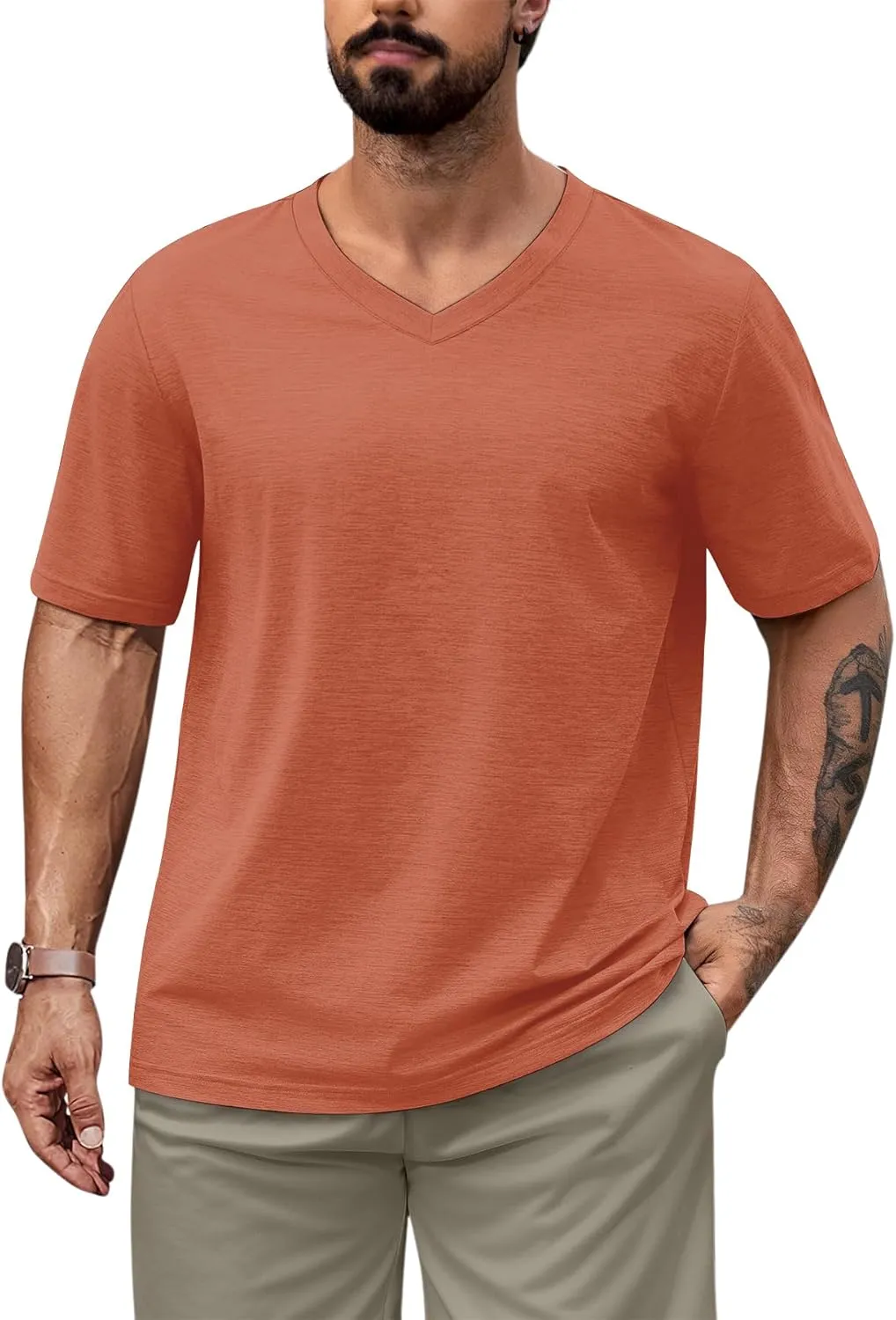 3/5 Pack Mens T Shirt Short Sleeve V-Neck Soft Fitted Tees S - 5XL Fresh Classic Tshirts