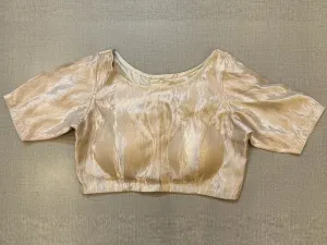 42A042 Golden Tissue Sari Blouse With Elbow Sleeves