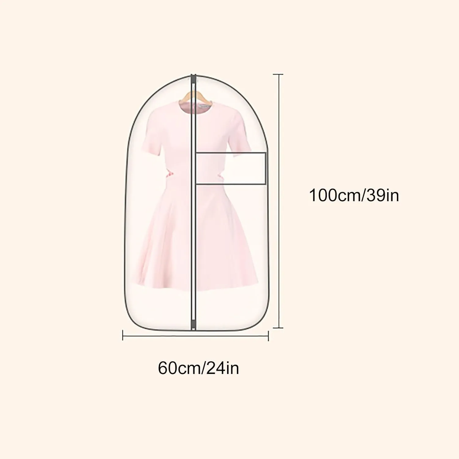 5 Pcs Printed Garment Bags with Clear Window, Suit Bags for Closet Storage for Suits, Dresses, Jackets, Shirts, Oxford Cloth Fabric(60x100cm/24x39in)