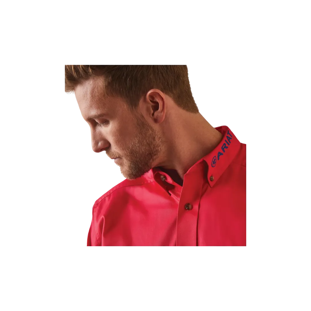 Ariat Men's Team Logo Classic Azalea Fitted Button Down Pink Shirt