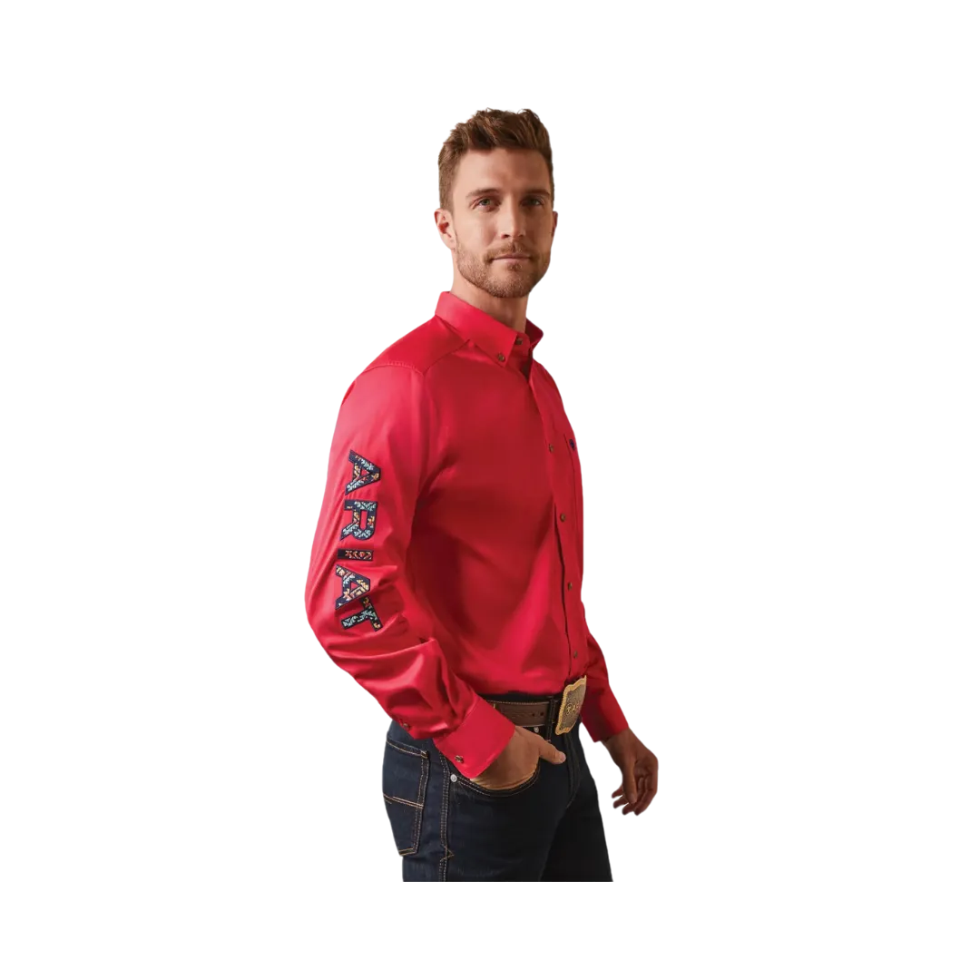 Ariat Men's Team Logo Classic Azalea Fitted Button Down Pink Shirt