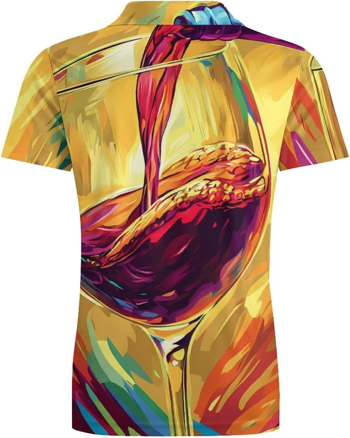Art Wine Glass Classic Polo Shirts for Men Quick Dry Short Sleeve Fit Golf Tees Casual Tops