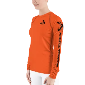 Athletic Apparatus Outrageous Orange Black logo Women's Rash Guard