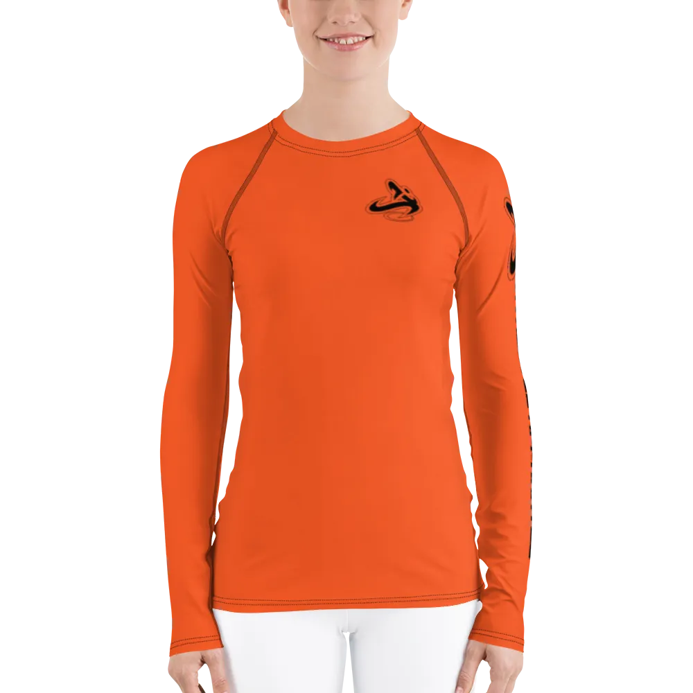 Athletic Apparatus Outrageous Orange Black logo Women's Rash Guard