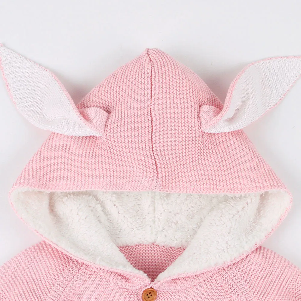 Baby Boys Rabbit Ears Hooded Knitted Tops Warm