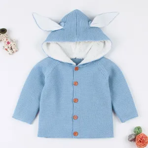 Baby Boys Rabbit Ears Hooded Knitted Tops Warm