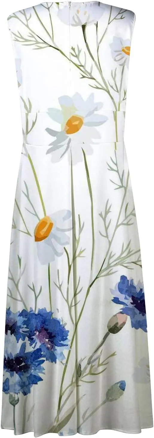 Beach Dresses for Women,Spring Summer Trendy Elegant V Neck Wrap Floral Boho Dress Flowy Ruched Hawaiian Maxi Dress