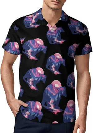 Bear Country Classic Polo Shirts for Men Quick Dry Short Sleeve Fit Golf Tees Casual Tops