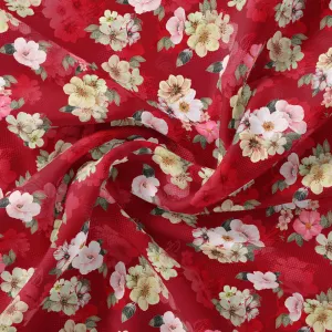 Big Narcissus Multi Colour Flower Digital Printed Fabric - Silk Crepe