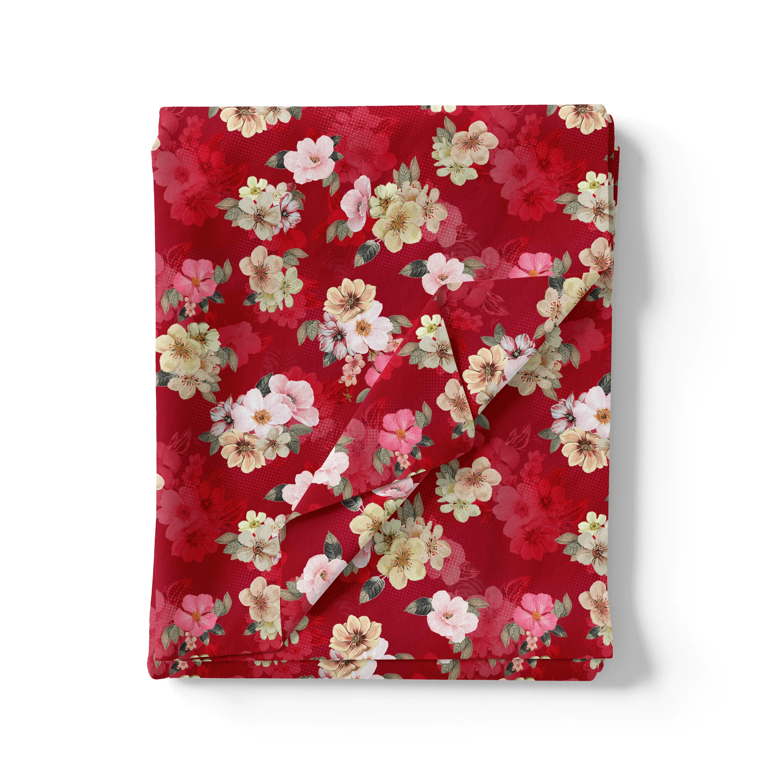 Big Narcissus Multi Colour Flower Digital Printed Fabric - Silk Crepe