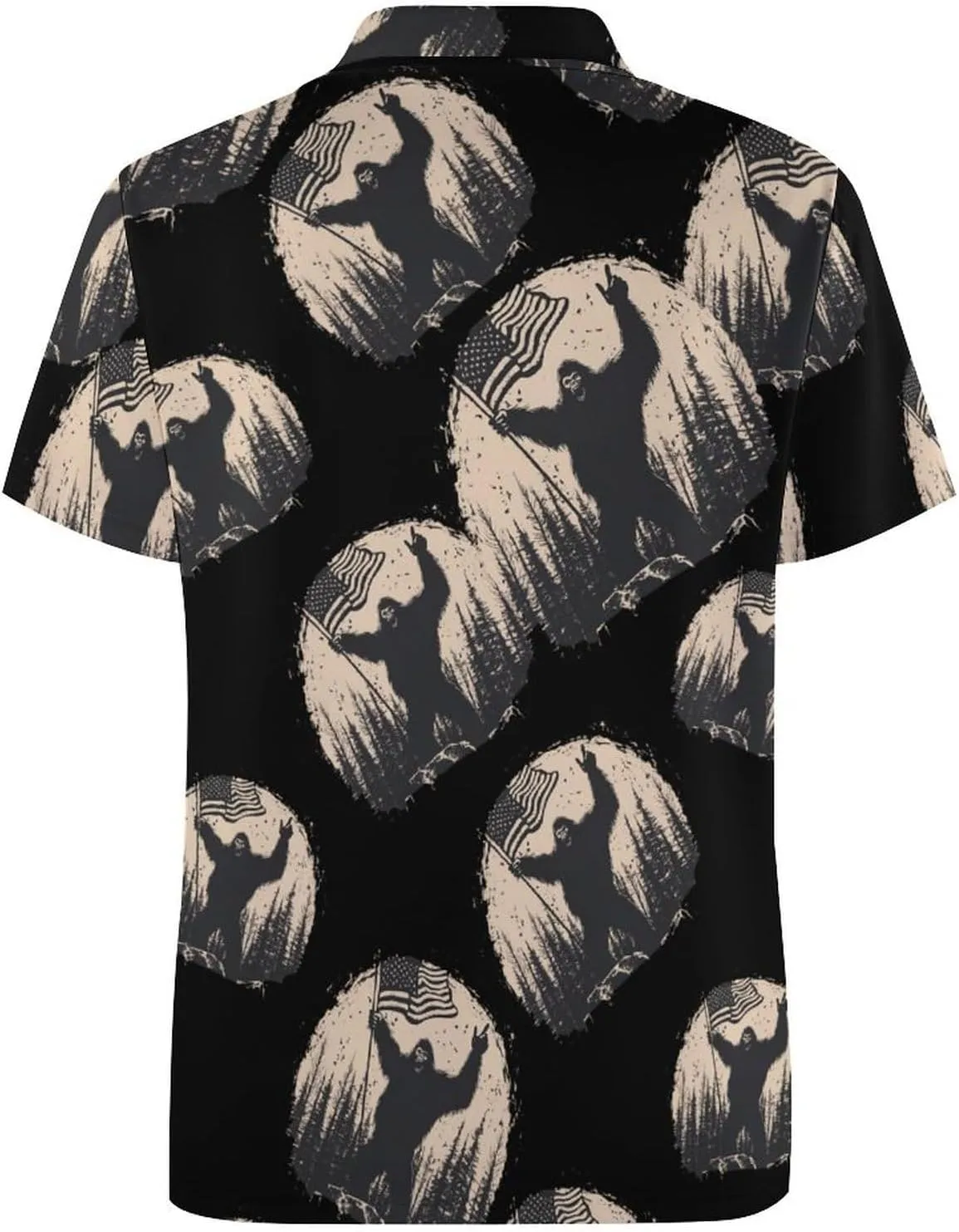 Bigfoot Holding U.S Flag Mens Polo Shirts Quick Dry Short Sleeve T-shirts Slim Tennis Collared Tees Tops
