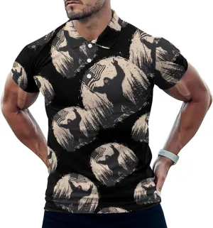 Bigfoot Holding U.S Flag Mens Polo Shirts Quick Dry Short Sleeve T-shirts Slim Tennis Collared Tees Tops