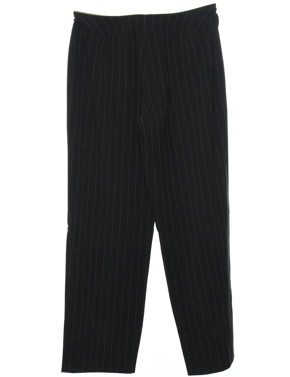 Black Striped Classic Trousers - W32 L31