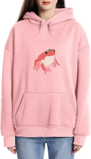 Bobeutou Cute Mushroom Graphic Kawaii Sweatshirt for Teen Girls Oversized Aesthetic Warm Hoodie Tops with Pocket Pullover