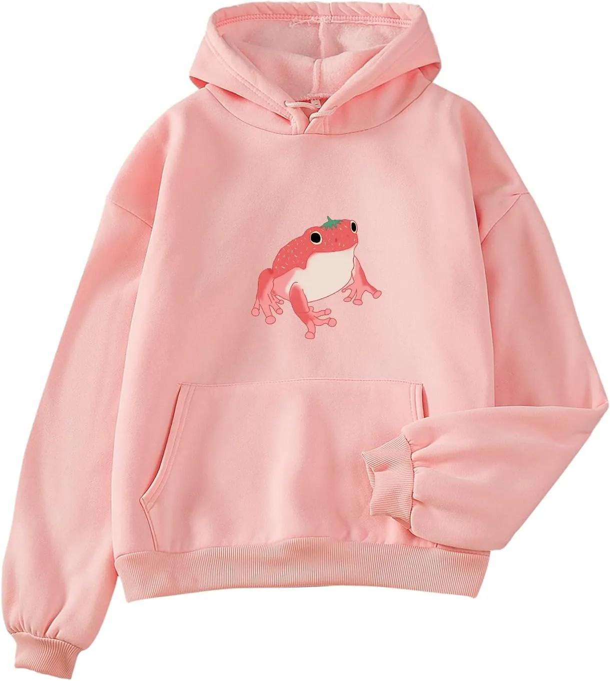 Bobeutou Cute Mushroom Graphic Kawaii Sweatshirt for Teen Girls Oversized Aesthetic Warm Hoodie Tops with Pocket Pullover
