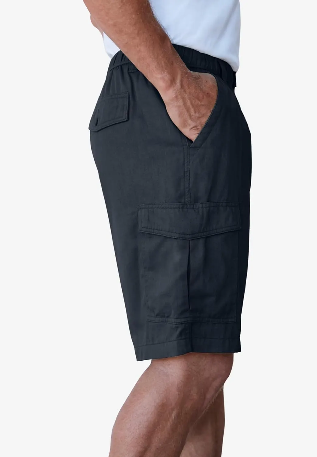 Boulder Creek by Kingsize Men's Big & Tall Renegade 9" Full Elastic Waist Cargo Shorts