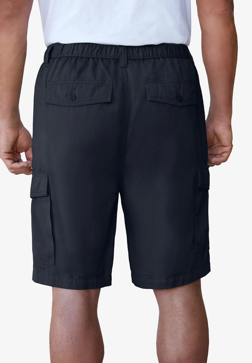 Boulder Creek by Kingsize Men's Big & Tall Renegade 9" Full Elastic Waist Cargo Shorts