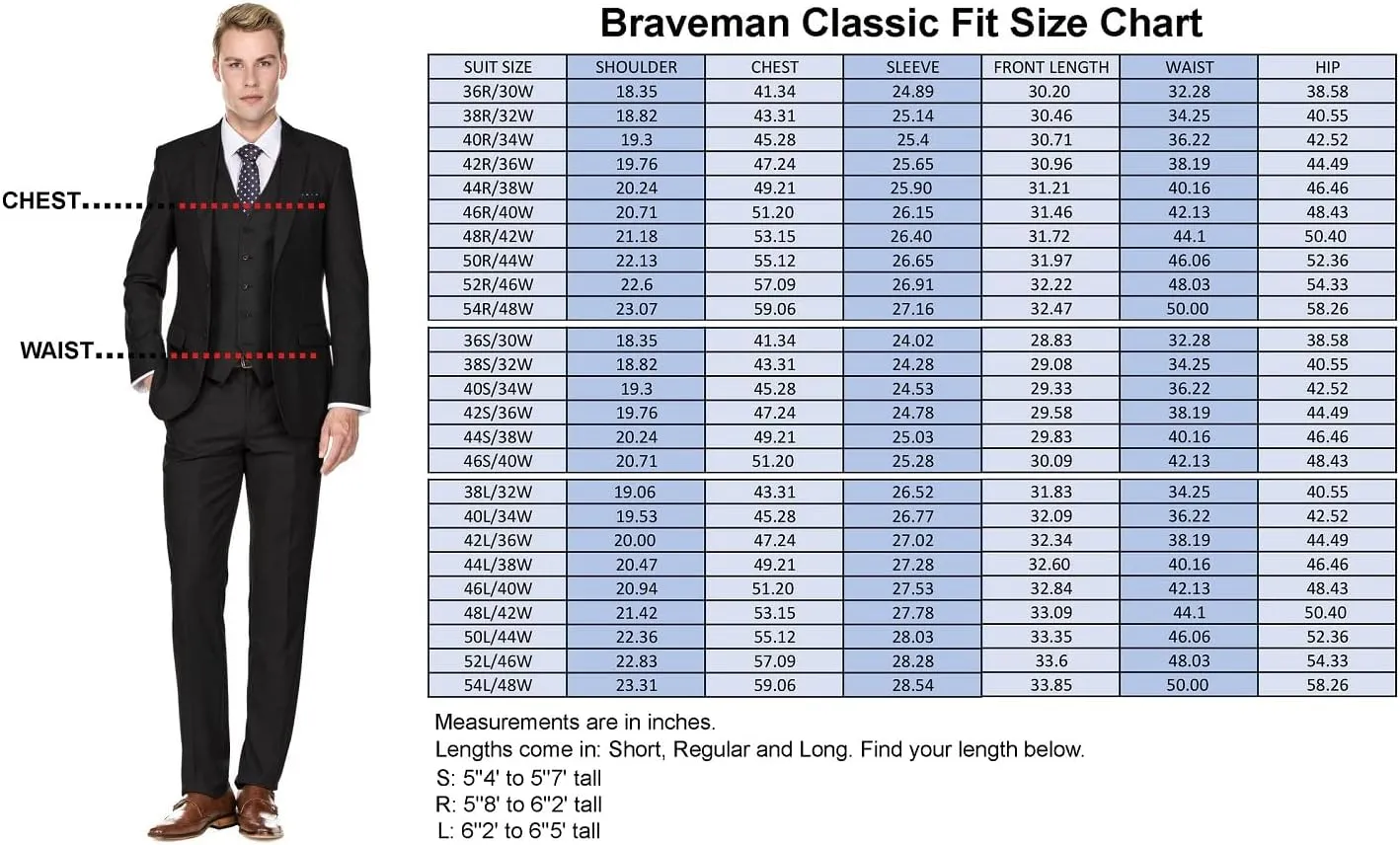Braveman Men's Two Piece Classic Regular Fit Suits Jacket and Pant 2 Piece Set