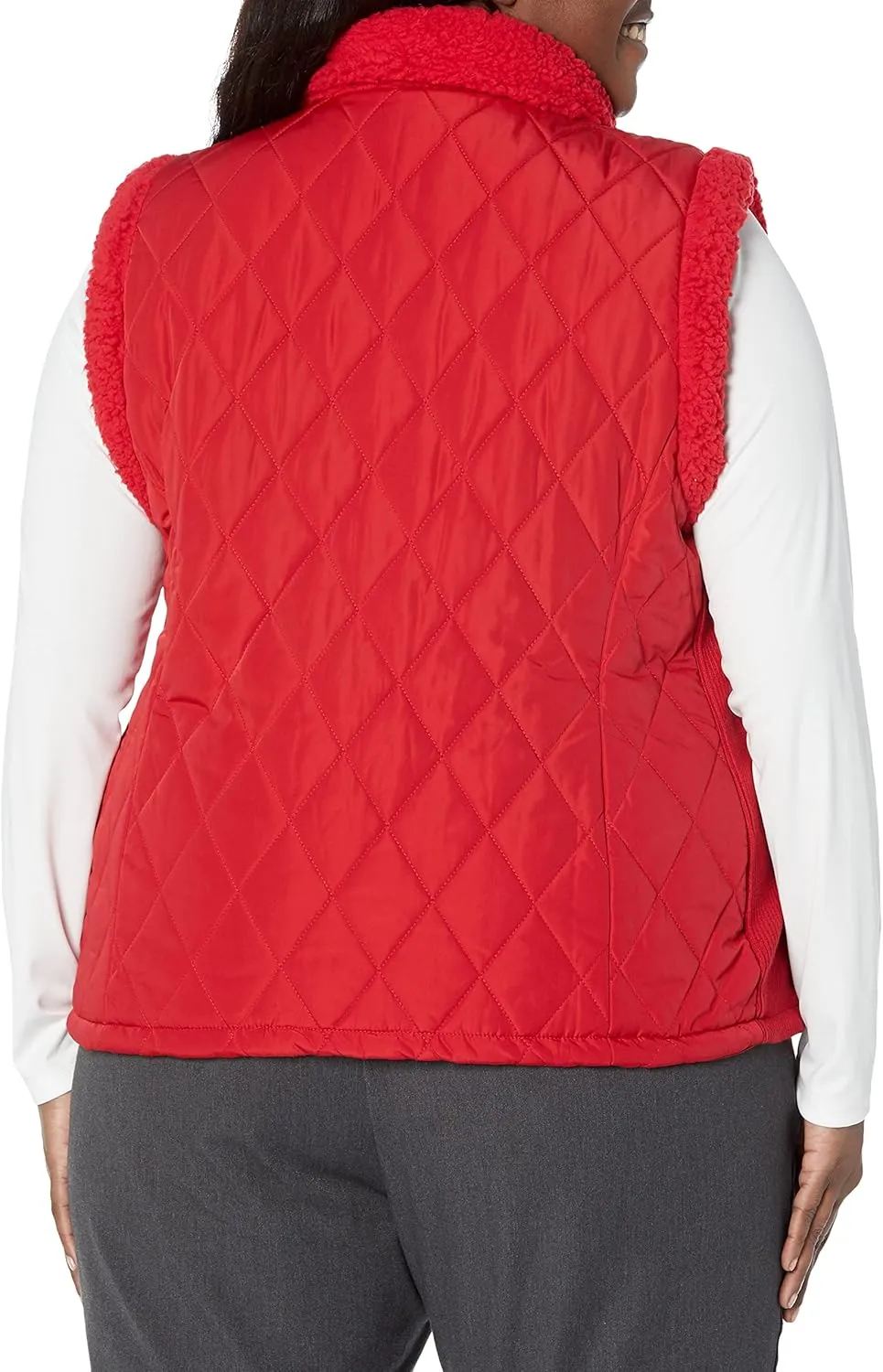 Calvin Klein Women's Plus Size Quilted Sherpa Comfortable Poly Everyday Outerwear