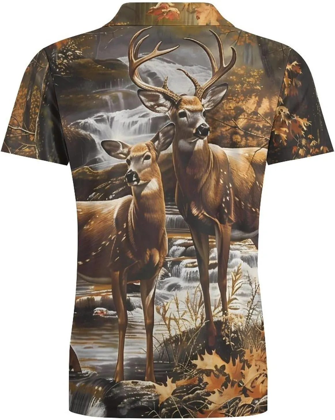 Camouflage Deer Classic Polo Shirts for Men Quick Dry Short Sleeve Fit Golf Tees Casual Tops