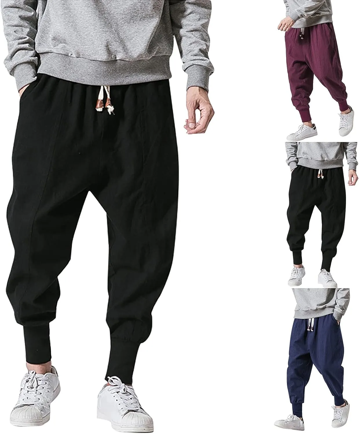 Cargo Pants for Men Big and Tall Lounge Pants Men's Casual Pants Overalls Solid Color Multi-Pocket Straight Trousers