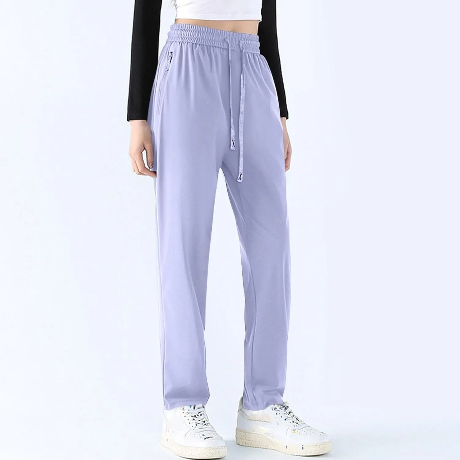 Cargo Pants Women Linen, Straight Leg Yoga Pants for Women High Waisted Trousers Palazzo Dressy Straight Leg