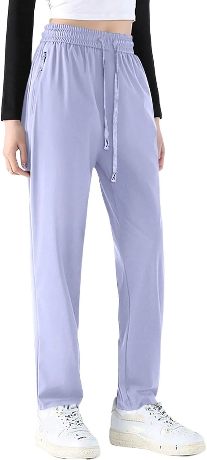 Cargo Pants Women Linen, Straight Leg Yoga Pants for Women High Waisted Trousers Palazzo Dressy Straight Leg