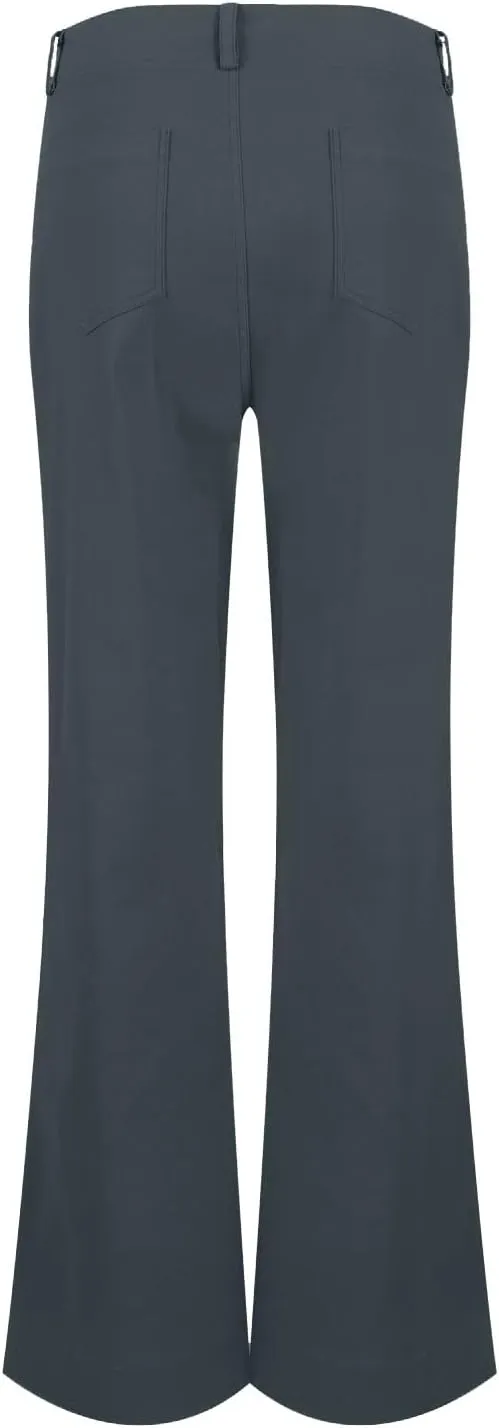 Casual Flare Pants for Women Classic Stretch Twill Pants High Waisted Chino Pants Comfy Wide Leg Pants with Pockets