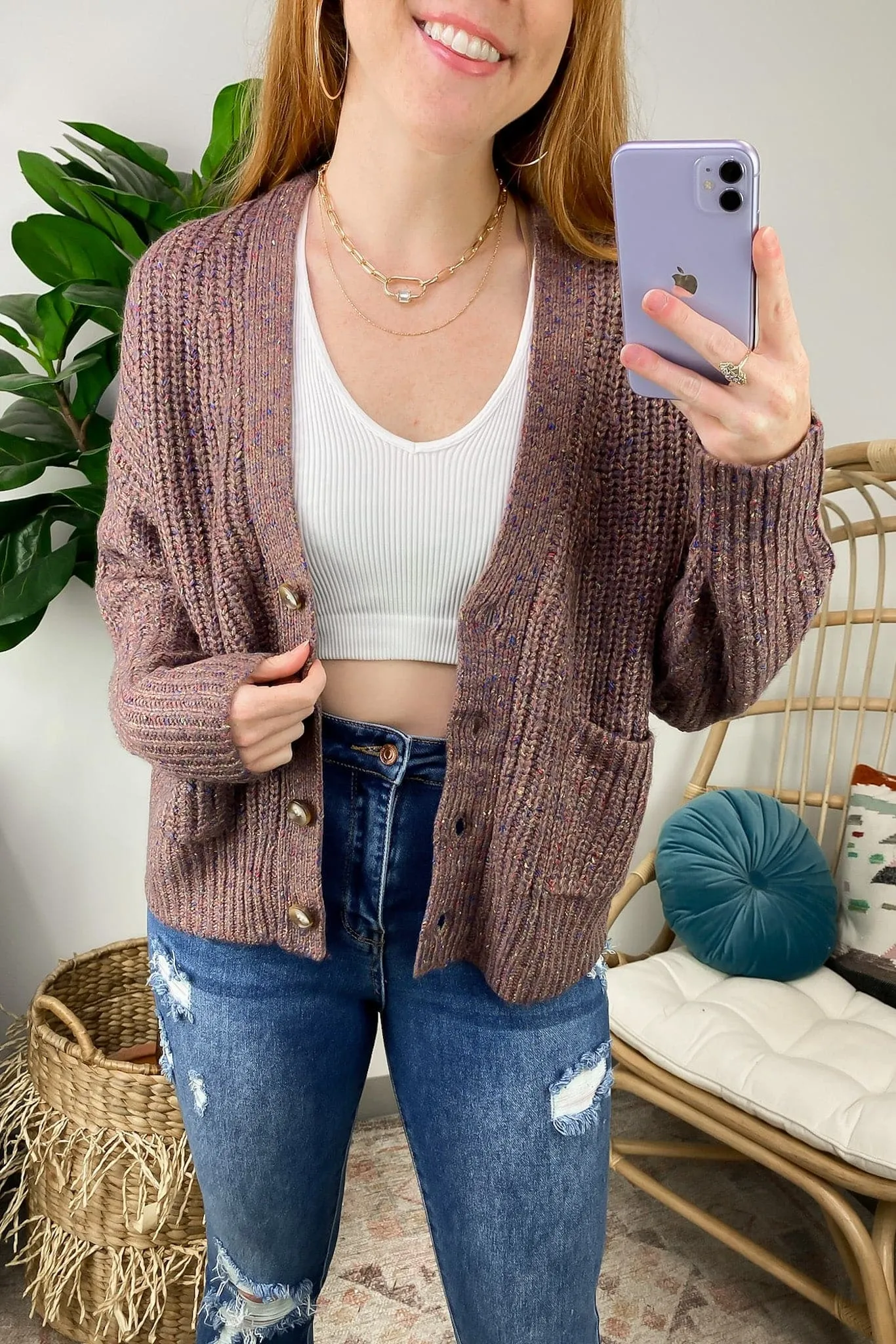 Catrel Melange Knit Button Down Cardigan - FINAL SALE
